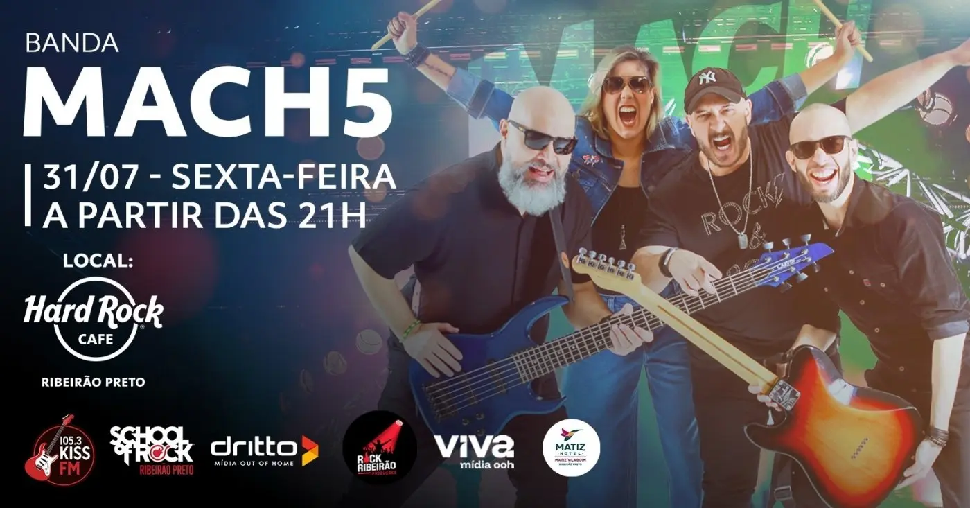 Mach5 apresenta clássicos do pop rock no Hard Rock Cafe Ribeirão Preto