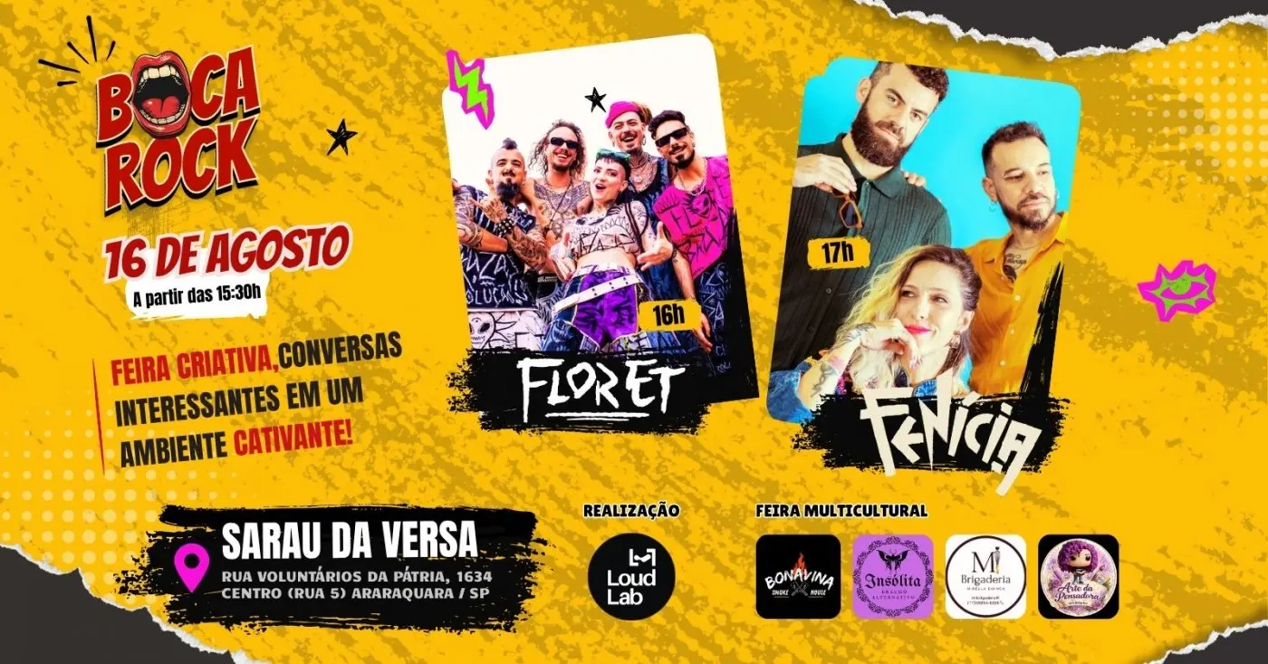 Boca Rock 2026 reúne Flor ET e Fenícia em Araraquara