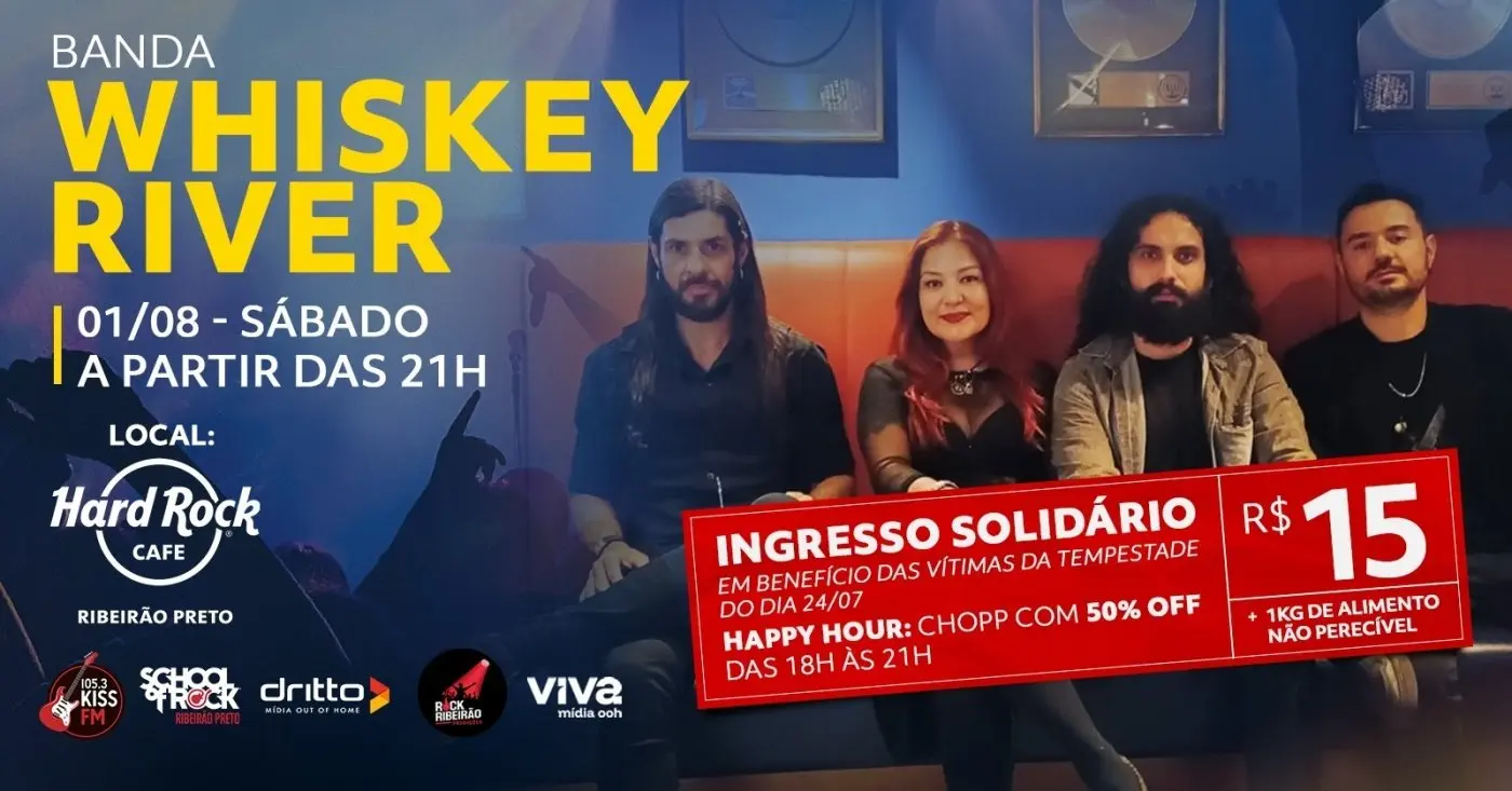Whiskey River leva southern rock ao Hard Rock Cafe Ribeirão Preto