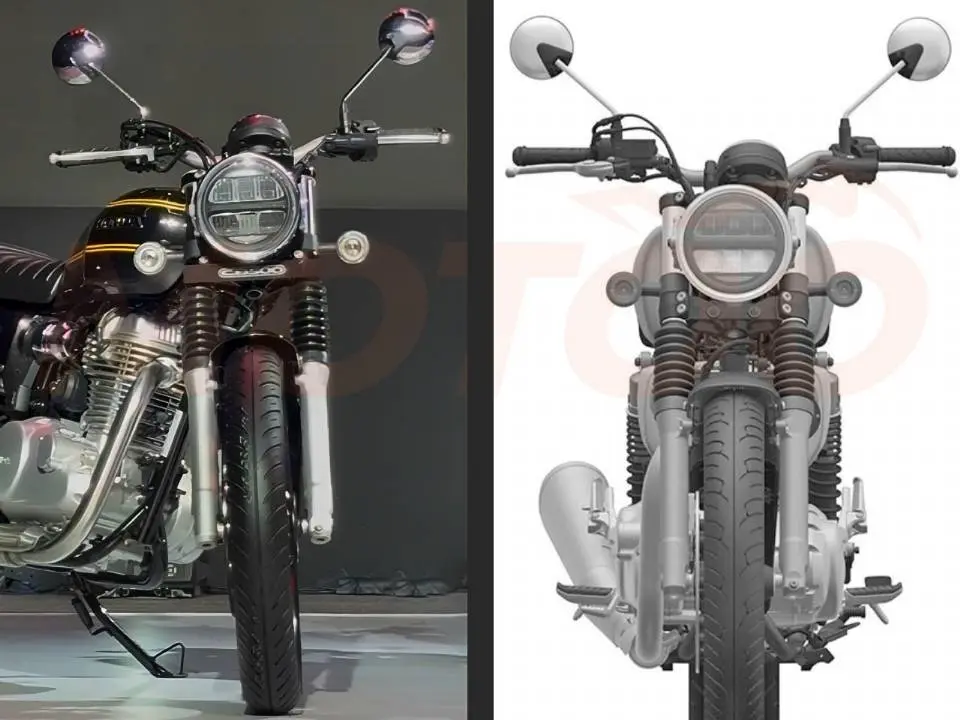 Comparação entre a Honda CB500 Heritage Roadster e o desenho registrado no INPI