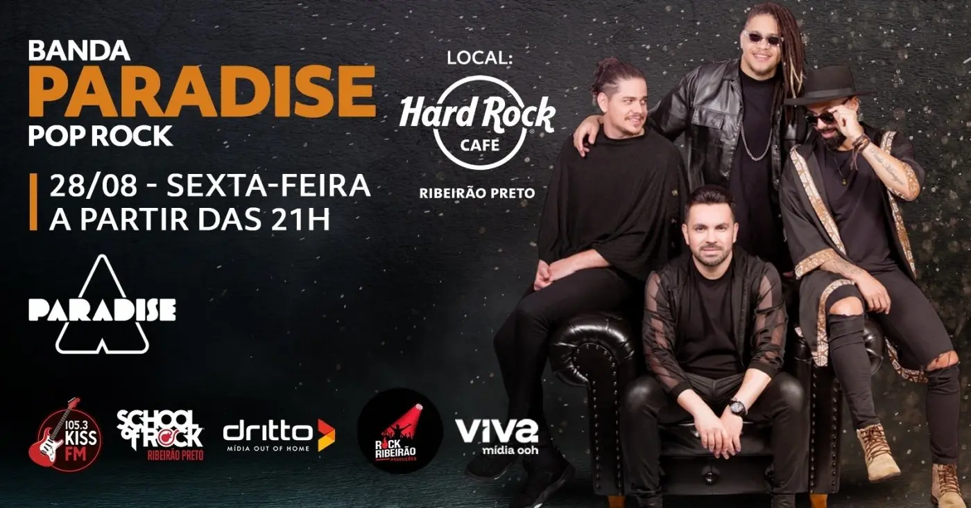 Paradise leva Coldplay, Imagine Dragons e pop rock ao Hard Rock Ribeirão