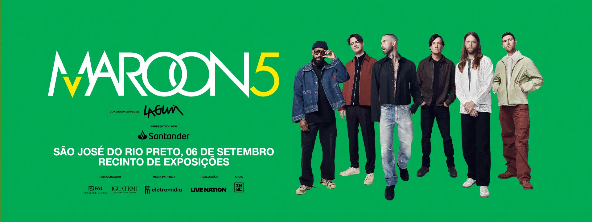 Maroon 5 terá Lagum na abertura do show em São José do Rio Preto