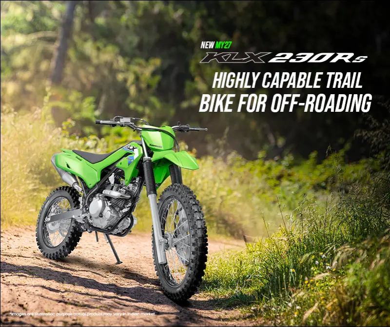 Kawasaki KLX230R S 2027 verde preparada para uso off-road.
