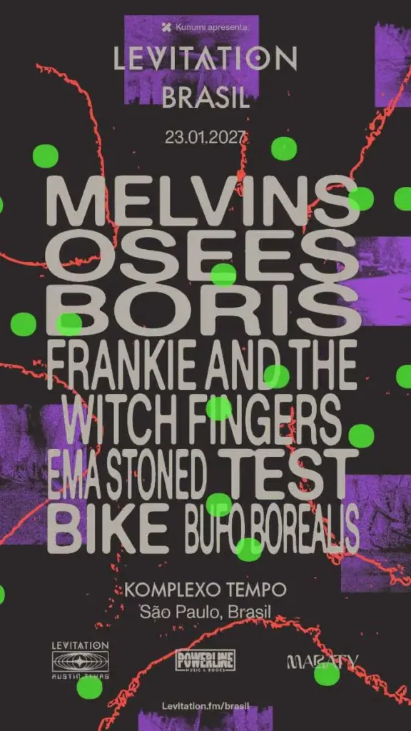 Levitation Brasil 2027 traz Melvins, Osees e Boris a São Paulo