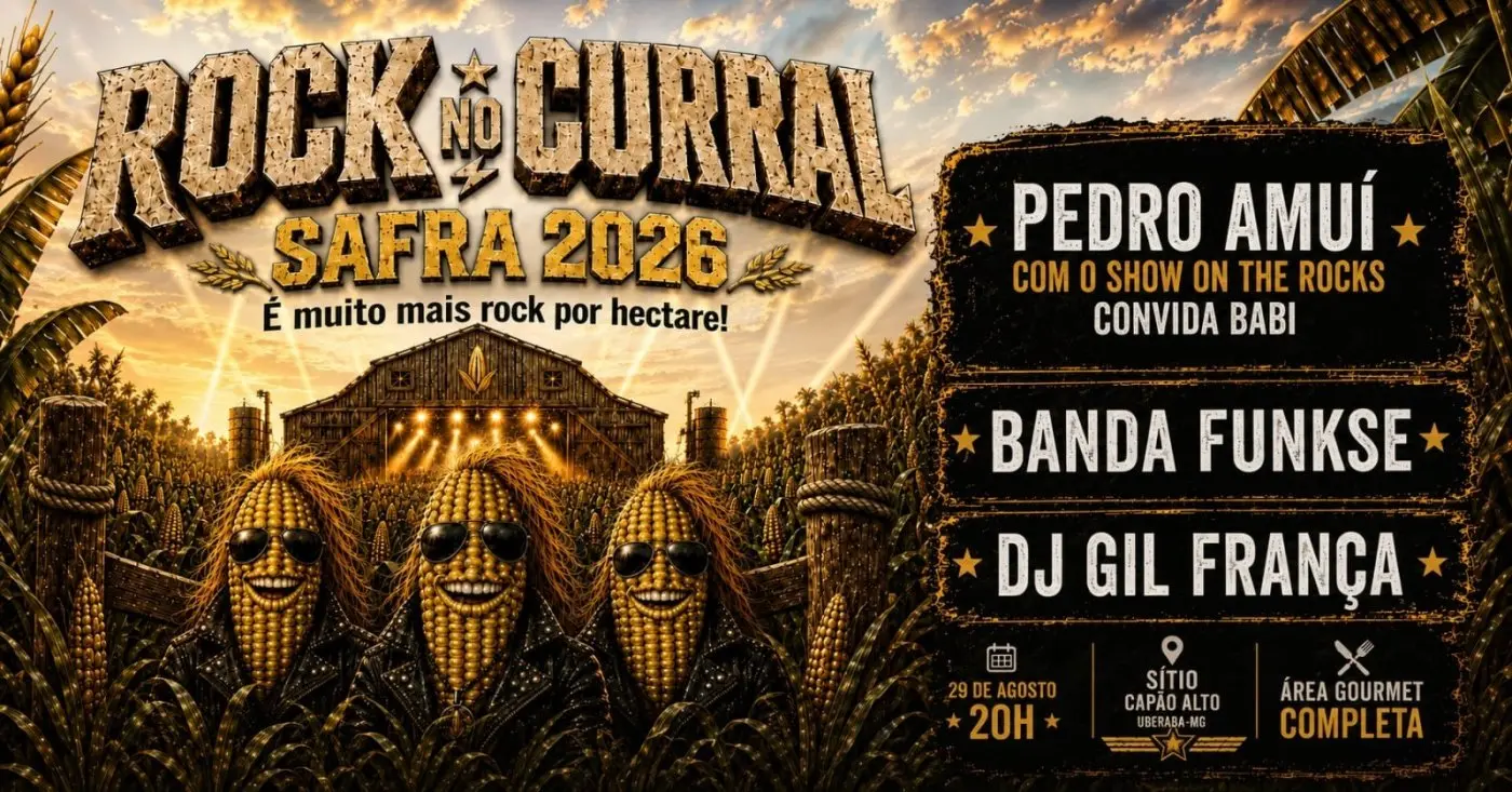 Rock no Curral 2026 reúne shows, gastronomia e feira em Uberaba
