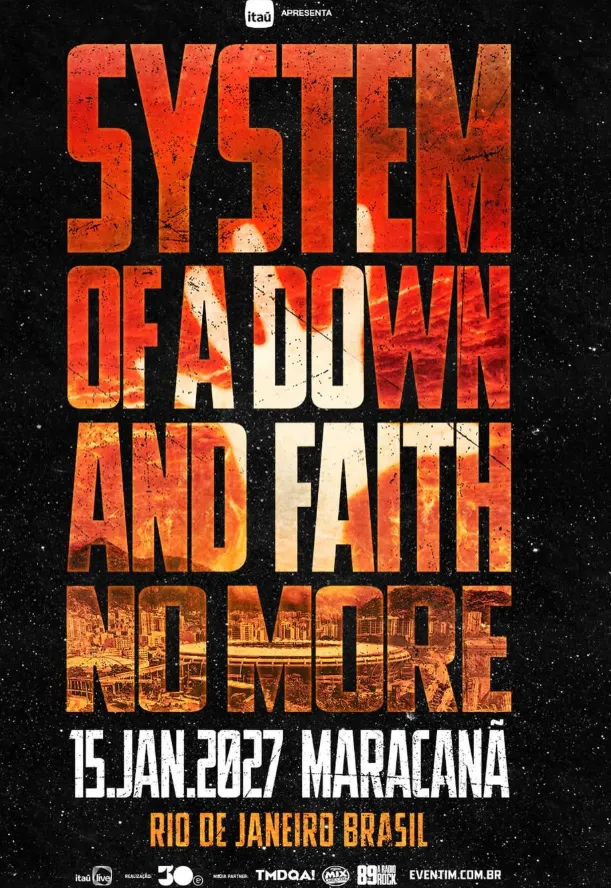 System of a Down anuncia show único no Brasil com Faith No More em 2027