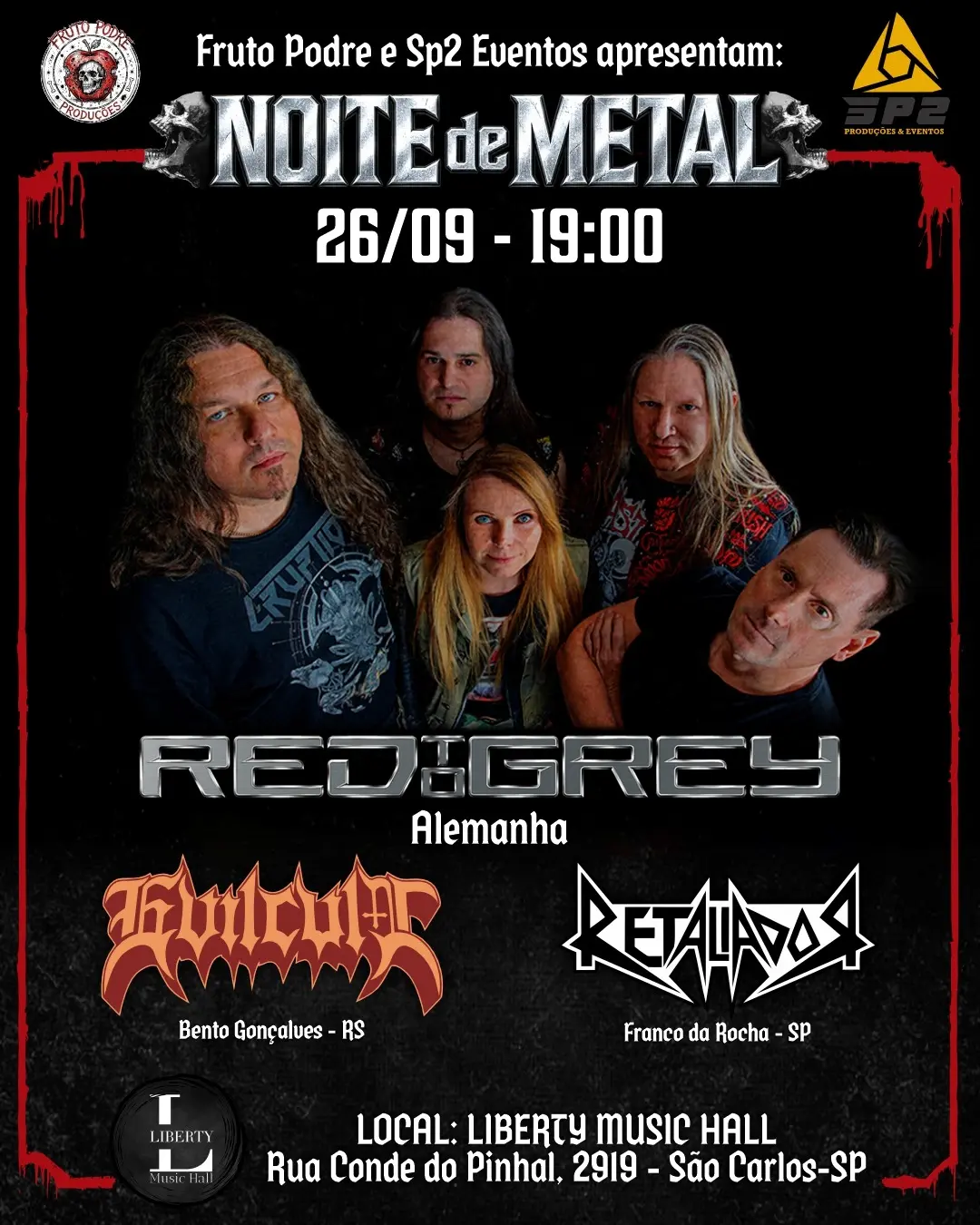 Red To Grey em São Carlos com Evilcult e Retaliador