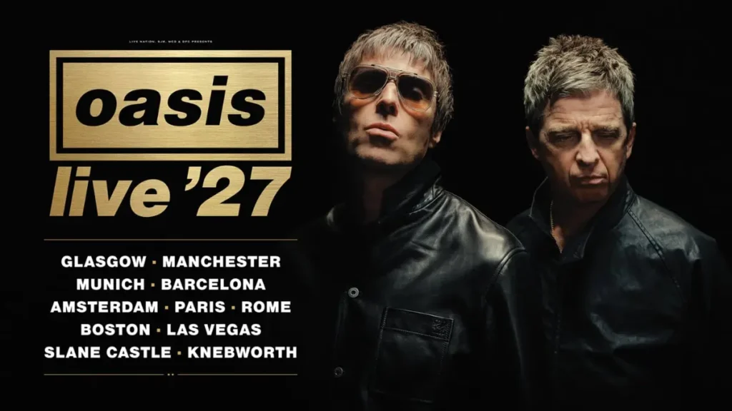 Oasis anuncia 38 shows para 2027 e retorno histórico a Knebworth